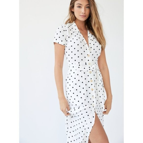 Aritzia White and Black Polka Dot Maxi Dress - Picture 2 of 8